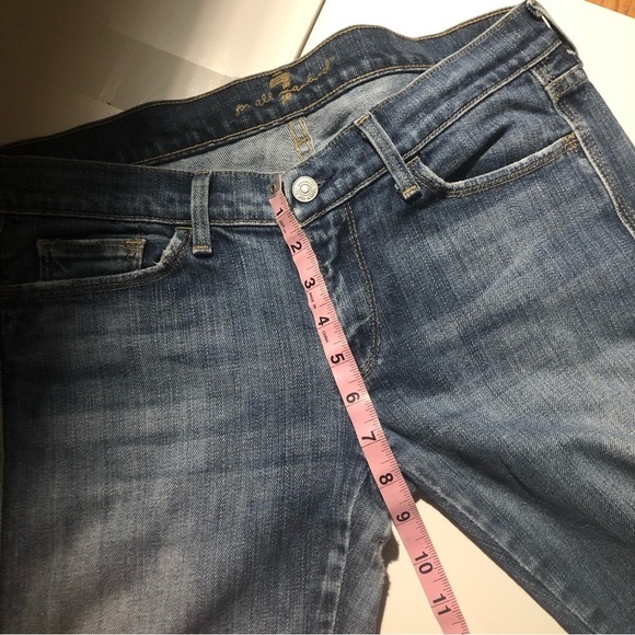 7 FOR ALL MANKIND Women's Washed Blue Studded Flared Low Rise Jeans Size 30 - Picture 12 of 15